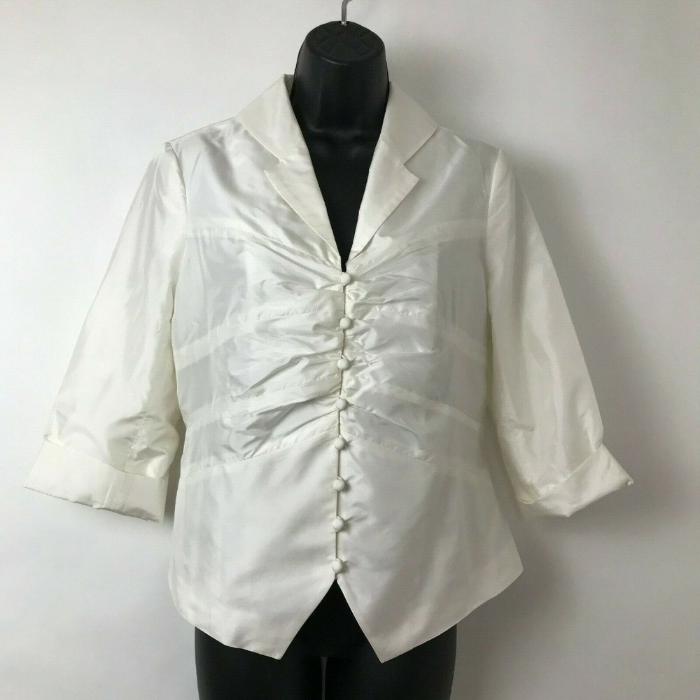 Doncaster Blazer Ivory Ruched Silk Sz 10 P New
